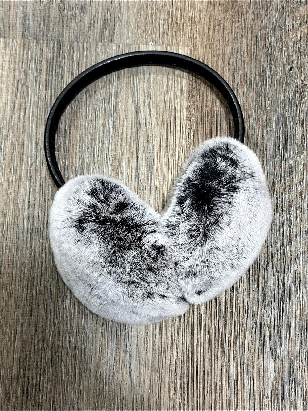 New Faux Fur Animal Print Headband in Gray & Black